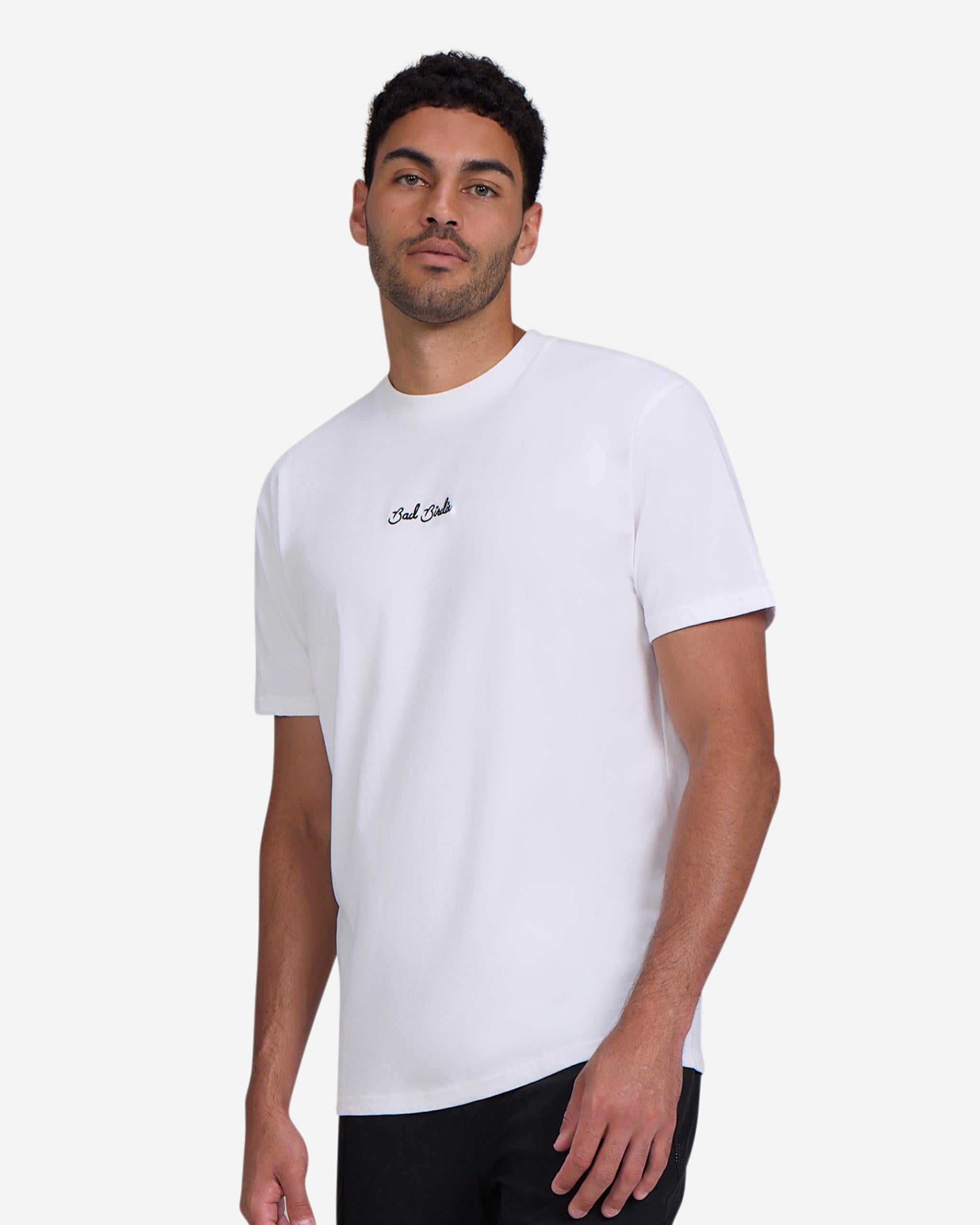 Script Tee - Brilliant White-Men's T-Shirt-Bad Birdie