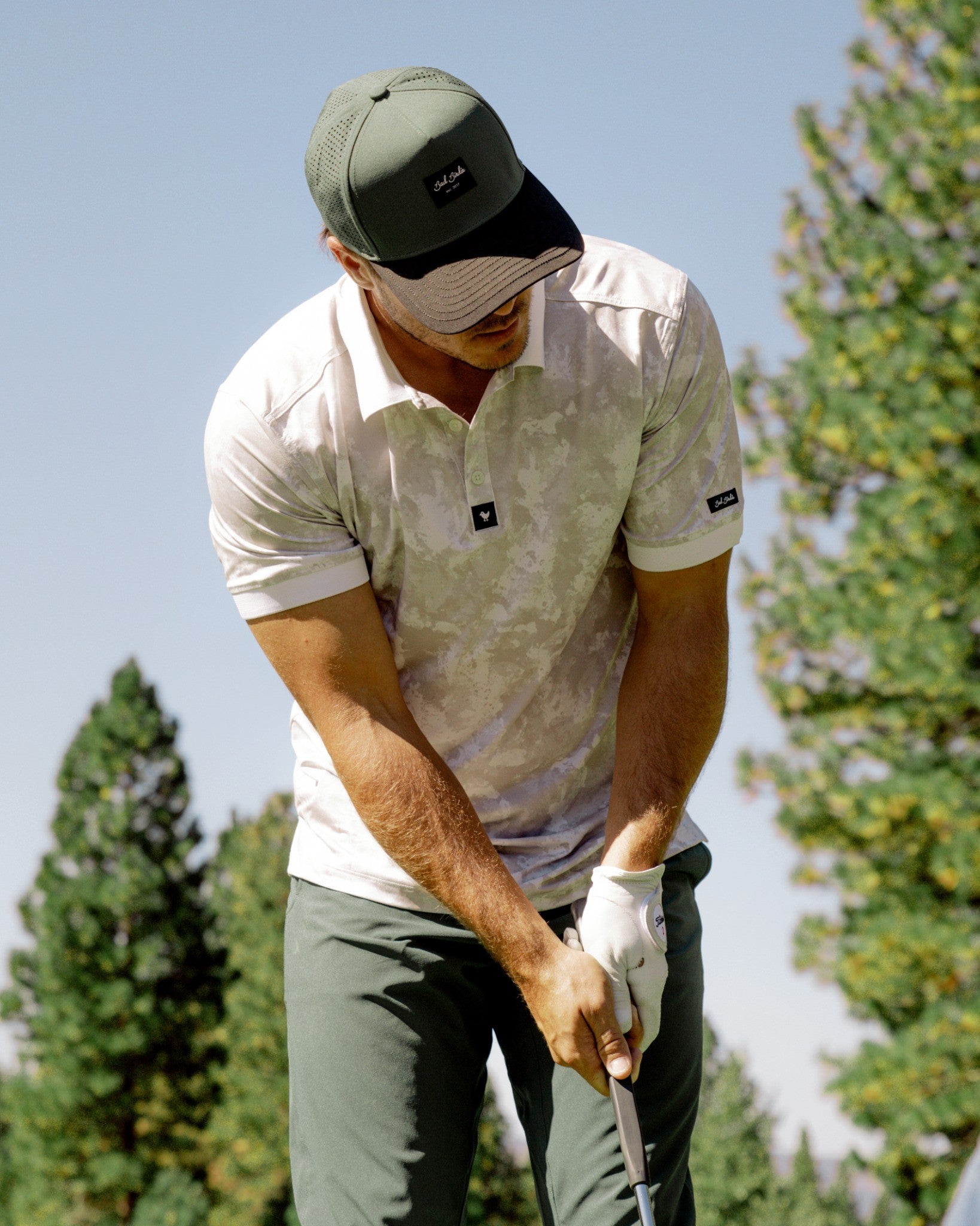 Ridge Polo - White Camo-Men's Polo-Bad Birdie-with-Micah-Morris